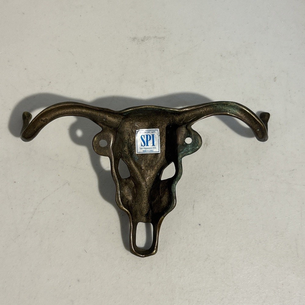 Modern Cast Bronze Steer Head Skull Wall Mounted Sculpture, Decorative Fine Art - Picture 2 of 3
